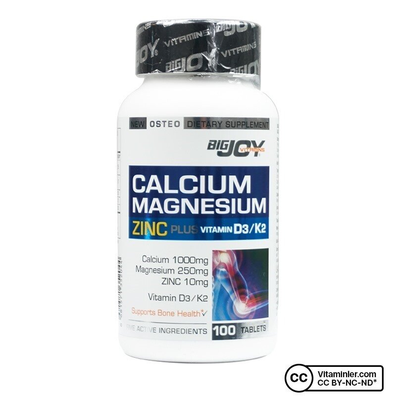 Big Joy - Calcium Magnesium Zinc D3 K2 100 Tablet 8681571352044 Fiyatı Özellikleri ve Faydaları